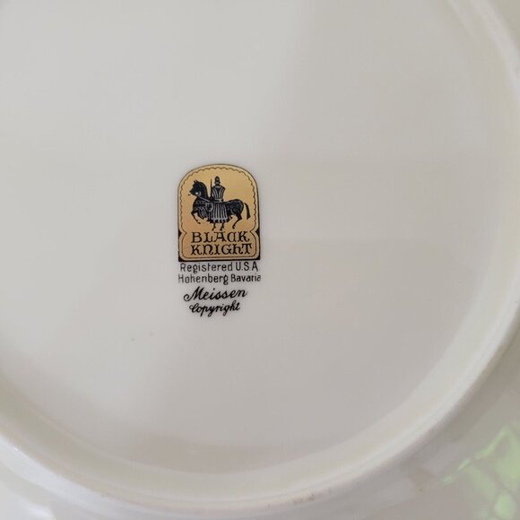 Black Knight Meissen Square Foral Plates Set of Six - Picture 7 of 9